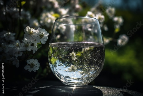 glass with water in flowers