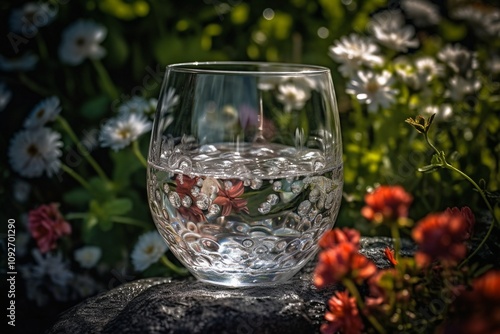 glass with water in flowers