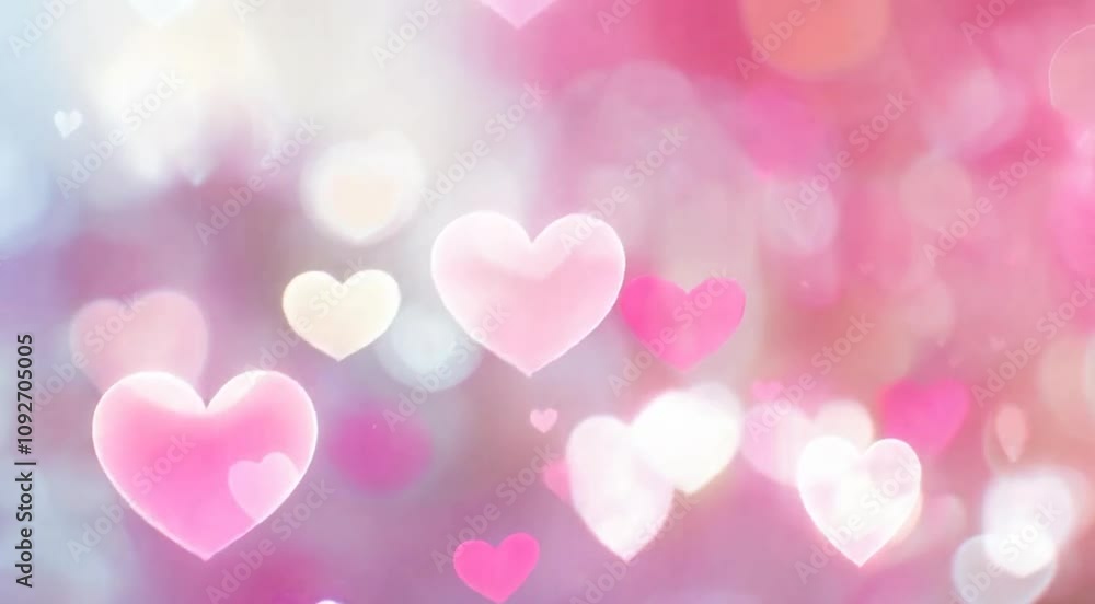Romantic pink cute background with hearts bokeh and glitter for Valentine's Day or wedding Romantic pink cute background with hearts bokeh and glitter for Valentine's Day or wedding