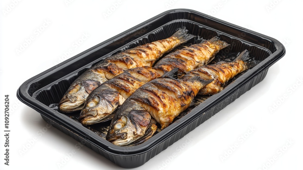 Grilled Whole Fish on a Black Tray Ready for Serving - Deliciously Sizzling and Freshly Cooked Grilled Fish for Culinary Delight and Gastronomic Experience Grilled Whole Fish on a Black Tray Ready for Serving - Deliciously Sizzling and Freshly Cooked Grilled Fish for Culinary Delight and Gastronomic Experience