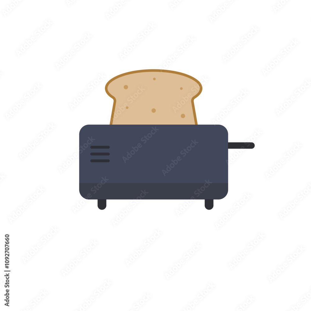 A toaster with toast flat design vector illustration. Retro design element for kitchen A toaster with toast flat design vector illustration. Retro design element for kitchen
