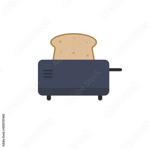 A toaster with toast flat design vector illustration. Retro design element for kitchen