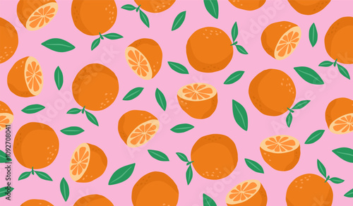Cute orange fruits pattern background vector design