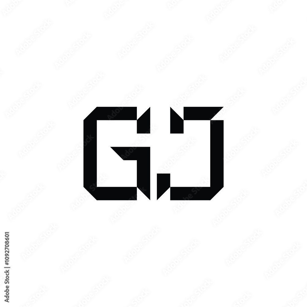 Obraz premium GJ monogram logo design letter text name symbol monochrome logotype alphabet character simple logo
