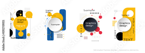 Illustration vector set of poster. Minimal modern graphic design with abstract geometric shapes, pattern and element compositions. Creative artwork for background, brochure, poster, cover and banner.