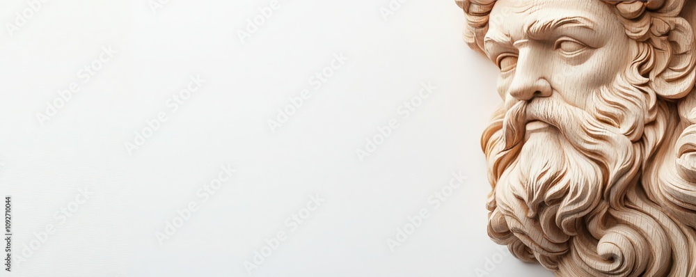 Wooden Carving of a Man's Face with Copy Space. Wooden Carving of a Man's Face with Copy Space.