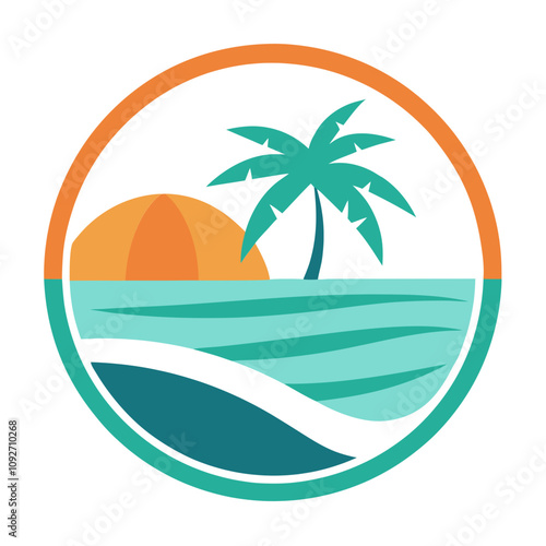 Beach view logo design template