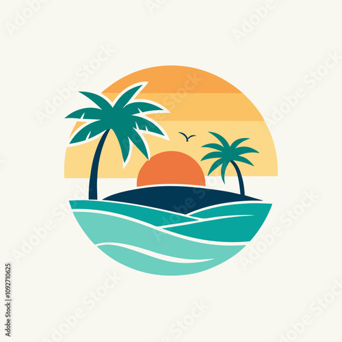 Wallpaper Mural Beach view logo design template Torontodigital.ca
