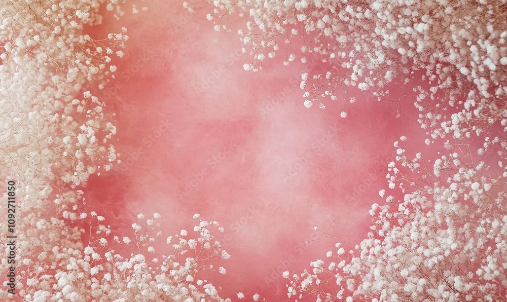 Obraz premium Abstract pink background with white particles forming a frame.