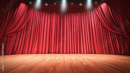 Stage curtain opens mysteriously on an empty background photo