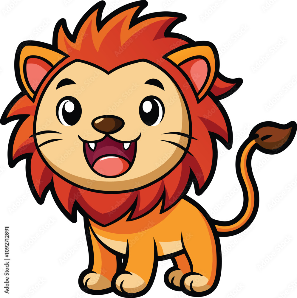 Obraz premium Cheerful Cartoon Lion Cub 