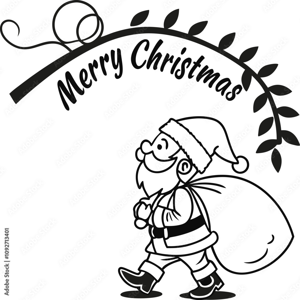 Fototapeta premium Merry Christmas Santa Claus Illustration