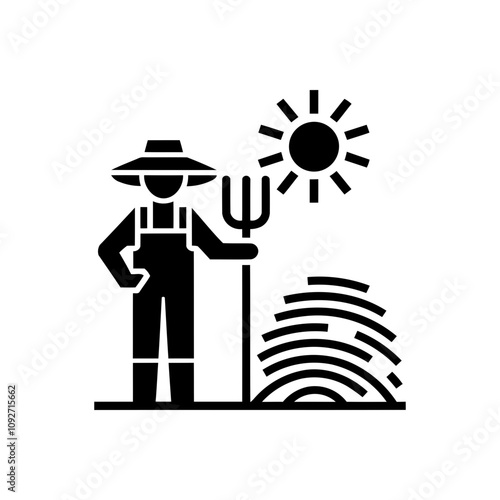 Farmer Outdoors Scene Icon