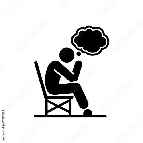 Reflective thinker in chair icon