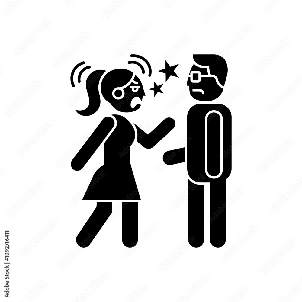 Woman hitting man icon Woman hitting man icon