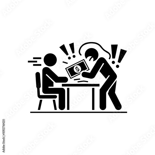 Financial dispute at desk icon