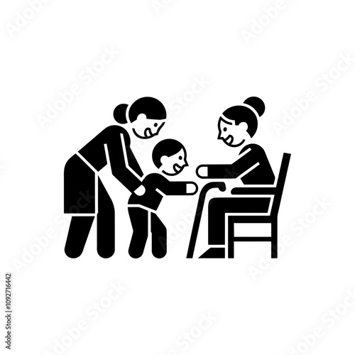 Family bonding with elder icon