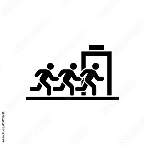 People rushing to exit icon