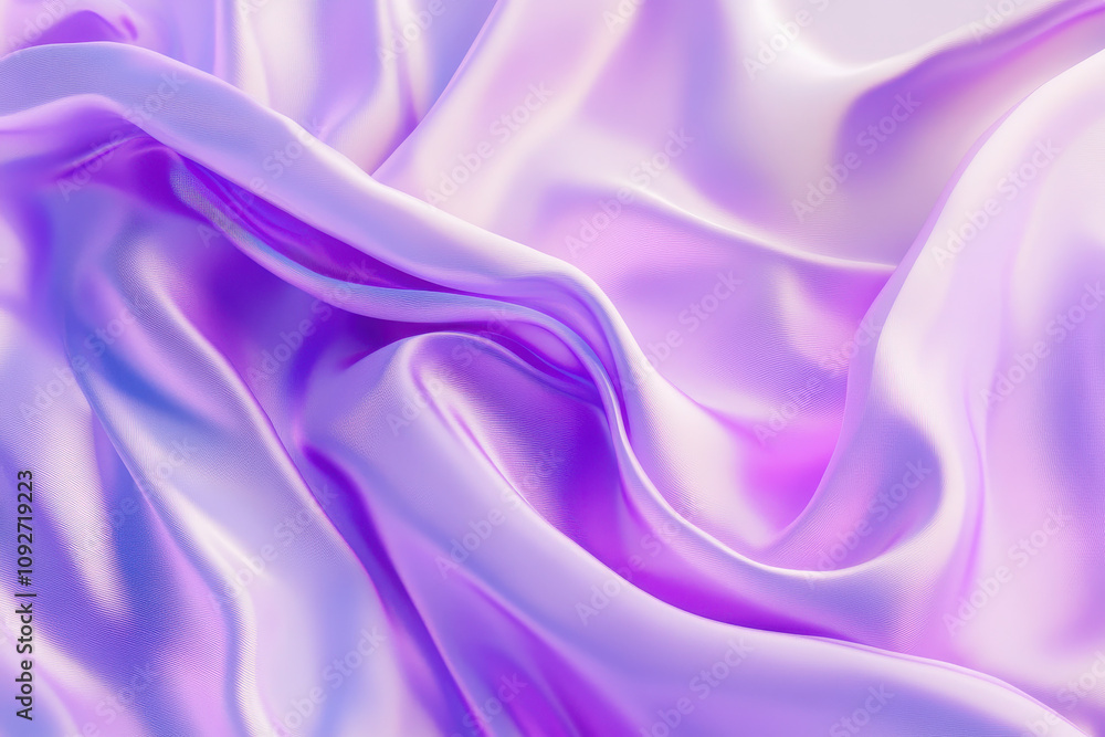 Fototapeta premium A close-up of flowing, iridescent fabric in shades of purple and lavender.