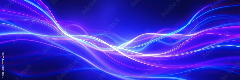 Obraz premium Blue and purple light waves pulsating with an otherworldly rhythm, rhythmic, vibrational