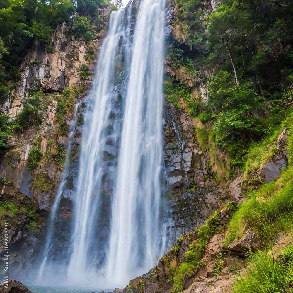 Rainbow Waterfall: A long shot of a waterfall flowing with rainbow colors, viewed from below. Rainbow Waterfall: A long shot of a waterfall flowing with rainbow colors, viewed from below.