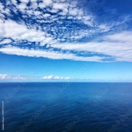 Abstract Ocean Horizon: Establishing shot of an ocean with an abstract horizon, viewed from above.