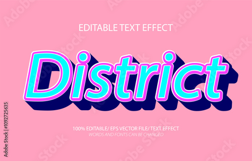 District editable text effect, 3D editable text template.
