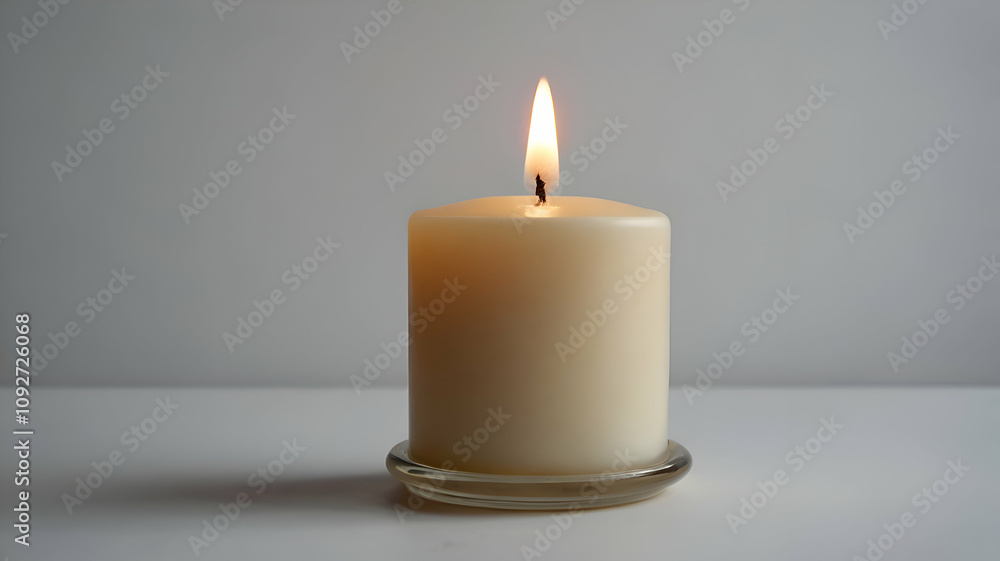 Beautiful Pillar Candle Isolated On White Beautiful Pillar Candle Isolated On White