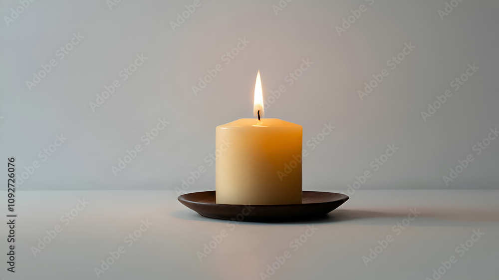 Beautiful Pillar Candle Isolated On White Beautiful Pillar Candle Isolated On White