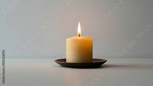 Beautiful Pillar Candle Isolated On White