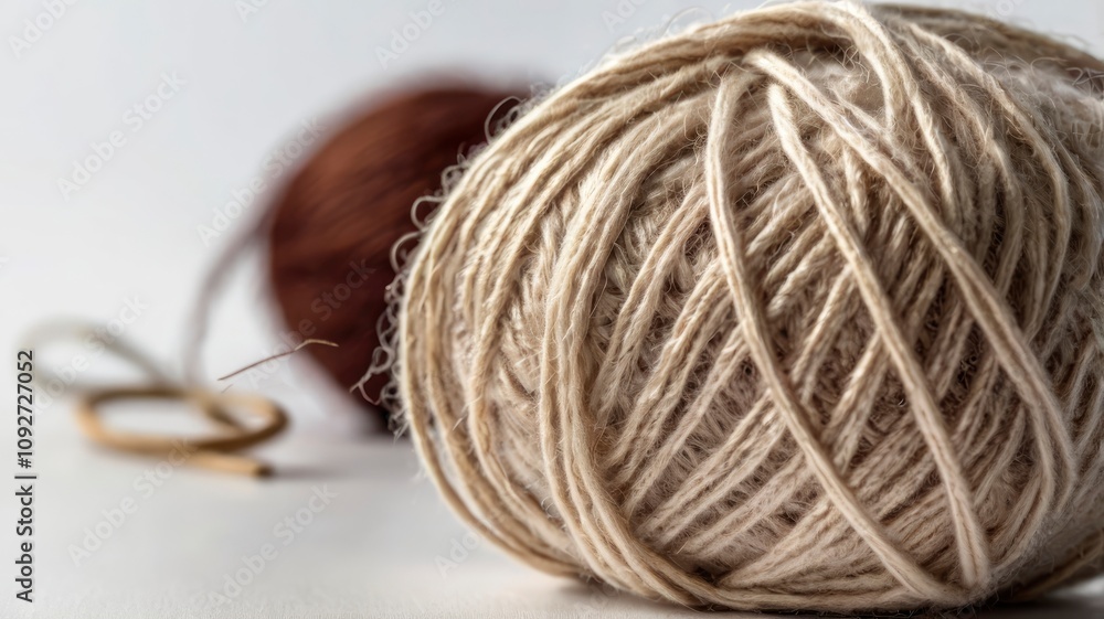 Wool ball for needlework on white background Wool ball for needlework on white background