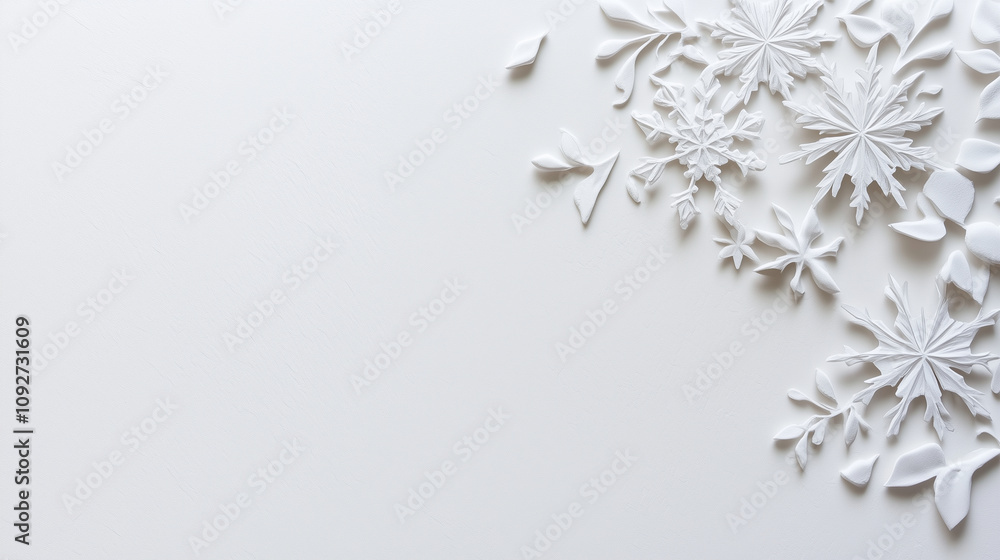 Textured White Background with Embossed Snowflake Patterns Textured White Background with Embossed Snowflake Patterns