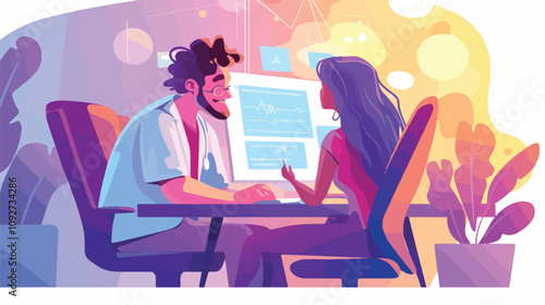 Online Doctor Consultation with Man and Girl Communicating