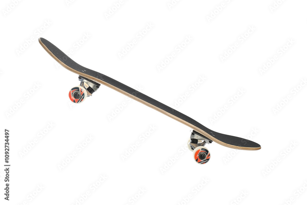One skateboard isolated on white. Sports equipment One skateboard isolated on white. Sports equipment