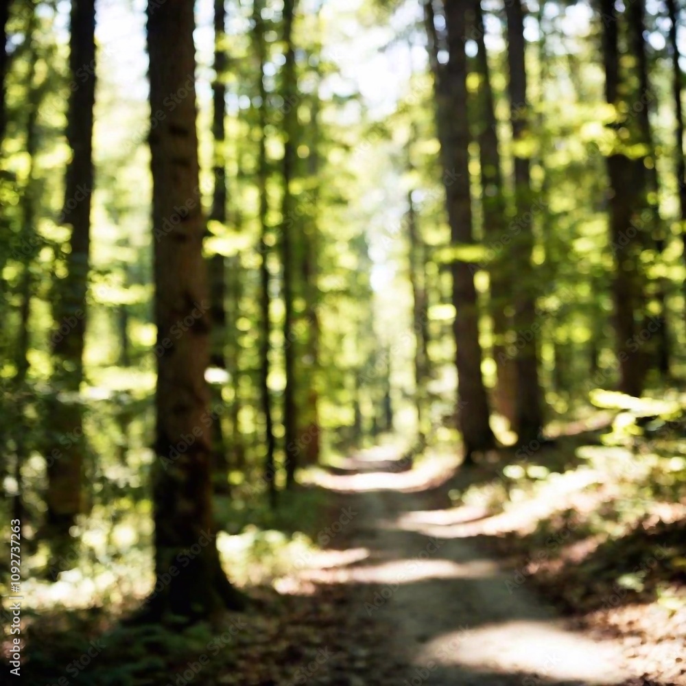 Obraz premium blurred background of green forest 