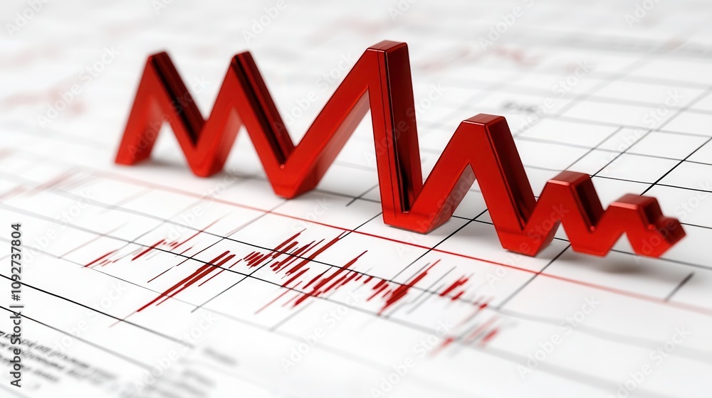 Stock market graph showing financial growth and decline Stock market graph showing financial growth and decline