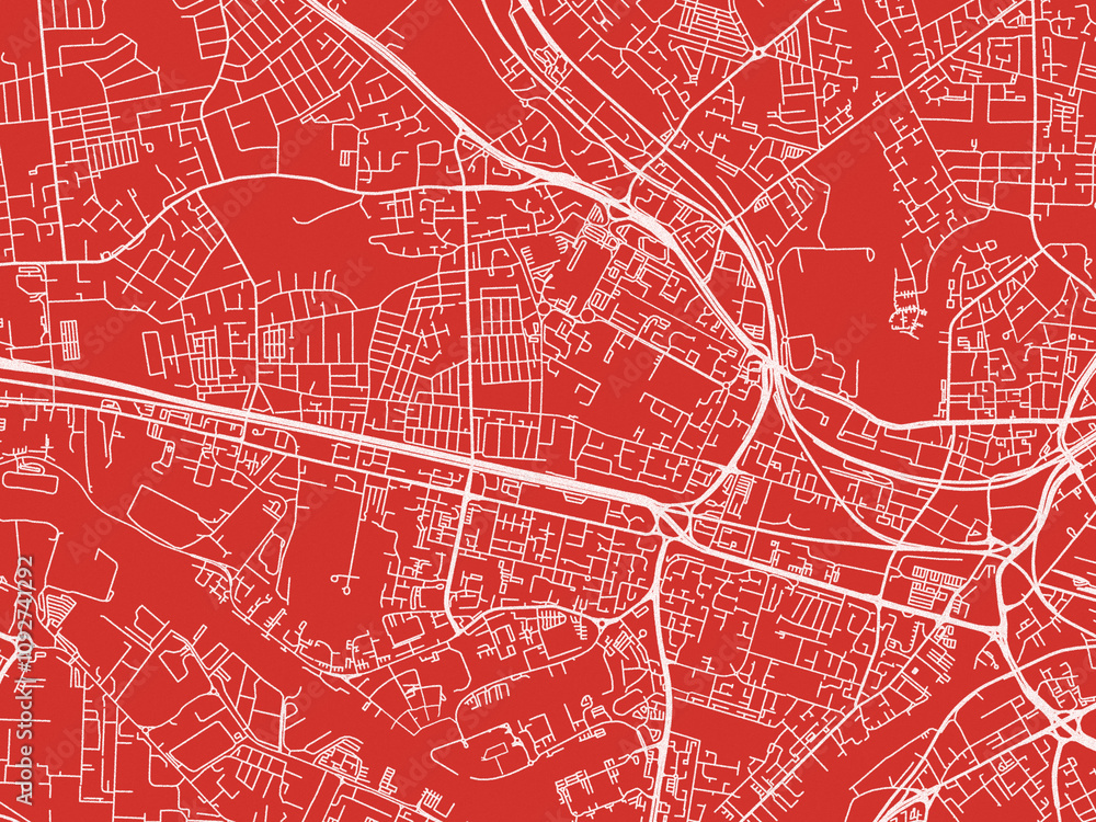 Obraz premium Christmas Map of Salford, United Kingdom in Snowy White on Festive Red Background.