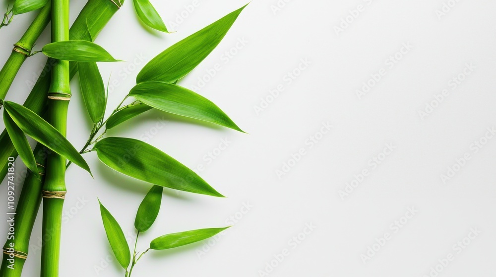 Fototapeta premium Green Bamboo Leaves Forming Beautiful Natural Pattern in Tranquil Garden
