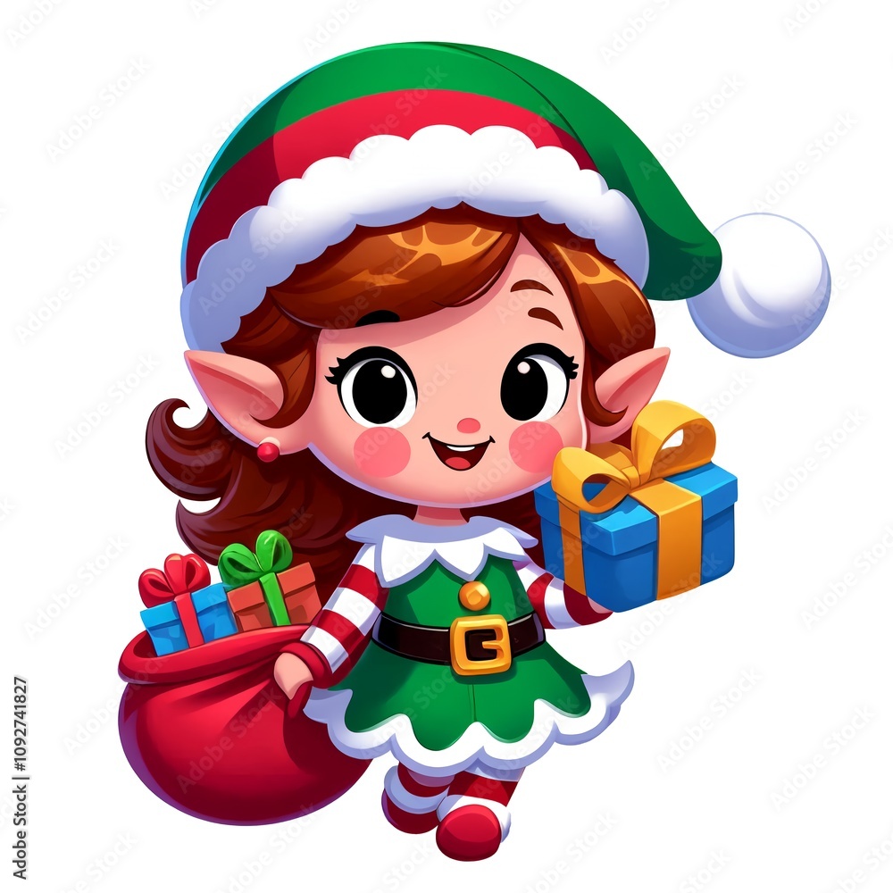 Cartoon Christmas elf. Clipart is a great choice for creating cards, invitations, party supplies and decorations. AI generated. Cartoon Christmas elf. Clipart is a great choice for creating cards, invitations, party supplies and decorations. AI generated.
