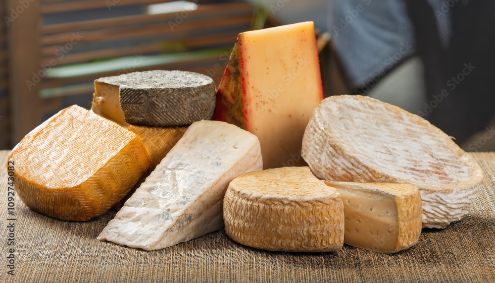 Group of various cheeses on the table Group of various cheeses on the table