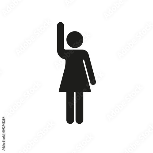 Human Figure with Raised Arm in Greeting Gesture. Person Icon Waving Hand Silhouette Icon. Greeting Gesture Symbol. Isolated Vector Illustration