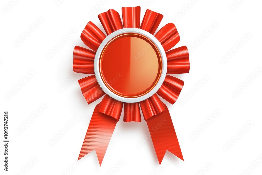 Red Award Ribbon Circular Badge Design Red Award Ribbon Circular Badge Design