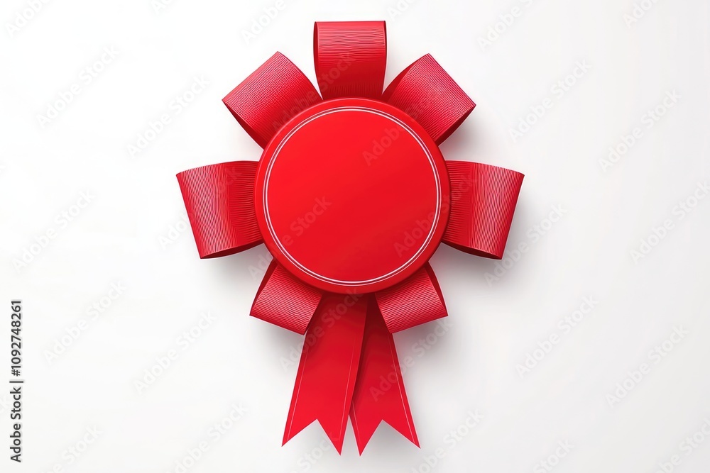 Red Circular Award Seal With A Ribbon Bow Red Circular Award Seal With A Ribbon Bow