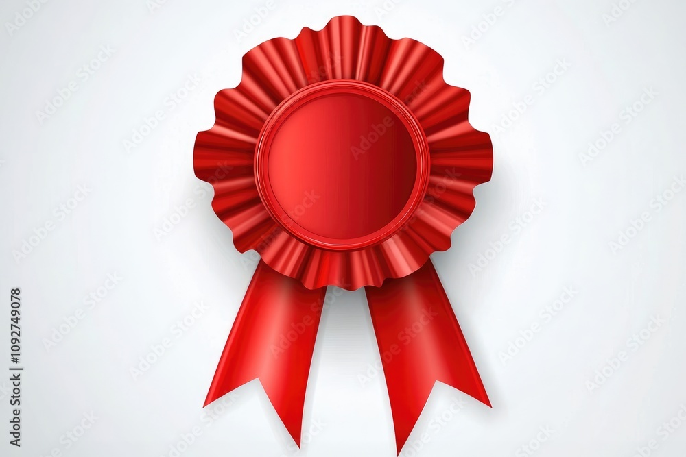 A Red Award Ribbon with Circular Center A Red Award Ribbon with Circular Center