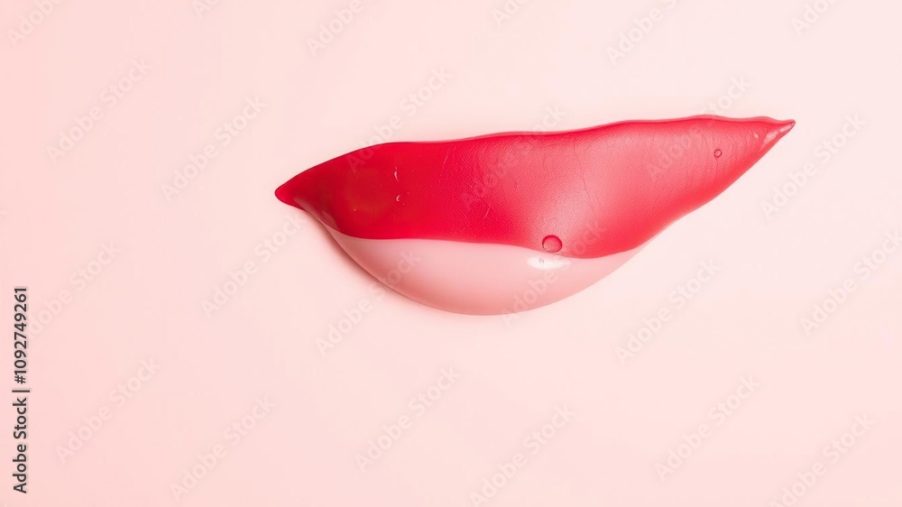 Red lipstick with a soft pastel finish slowly melting into a light airy texture, beauty item, gentle transition, soft finish Red lipstick with a soft pastel finish slowly melting into a light airy texture, beauty item, gentle transition, soft finish