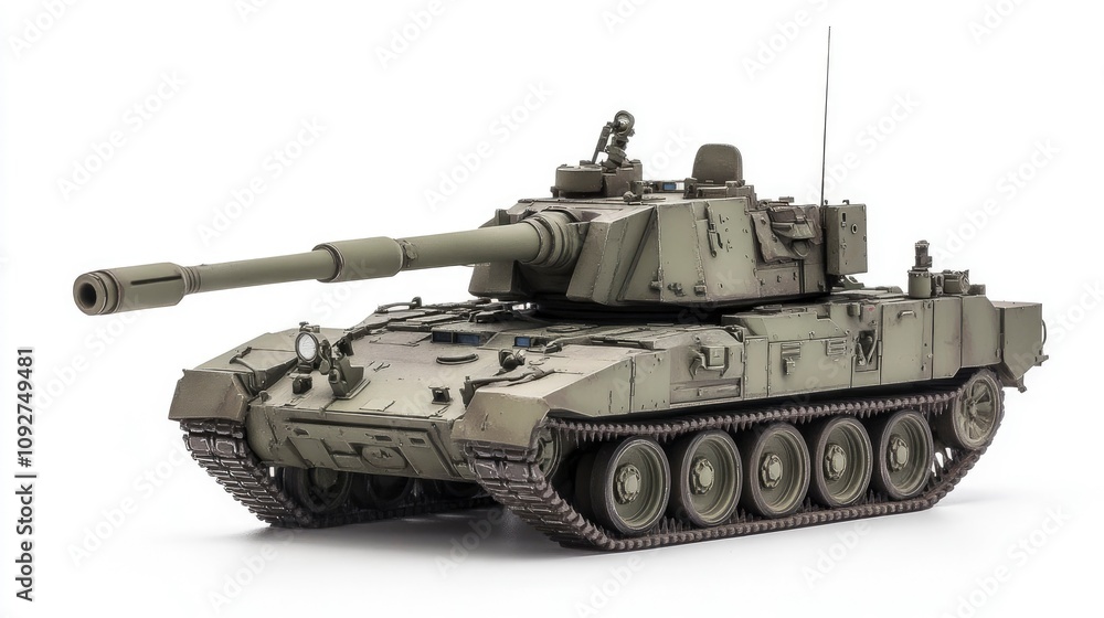 Advanced Armored Tank with White Backdrop Advanced Armored Tank with White Backdrop