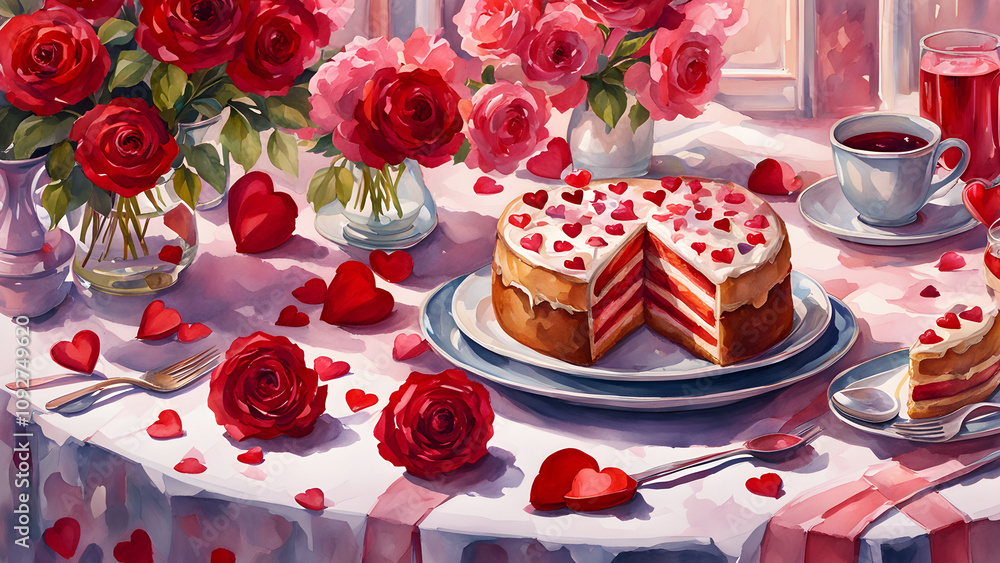 Valentine's day concept background, Valentine's day wallpaper, illustration of Valentine's day, ai generated Valentine's day concept background, Valentine's day wallpaper, illustration of Valentine's day, ai generated
