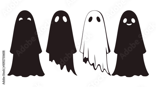 Spooky Ghost Icon Vector Cartoon Illustration