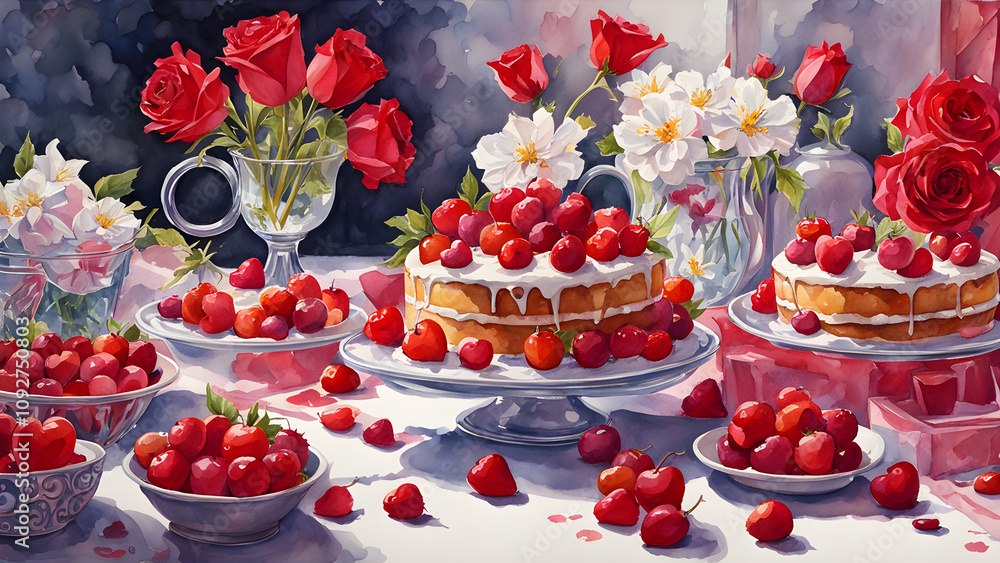 Valentine's day concept background, Valentine's day wallpaper, illustration of Valentine's day, ai generated Valentine's day concept background, Valentine's day wallpaper, illustration of Valentine's day, ai generated