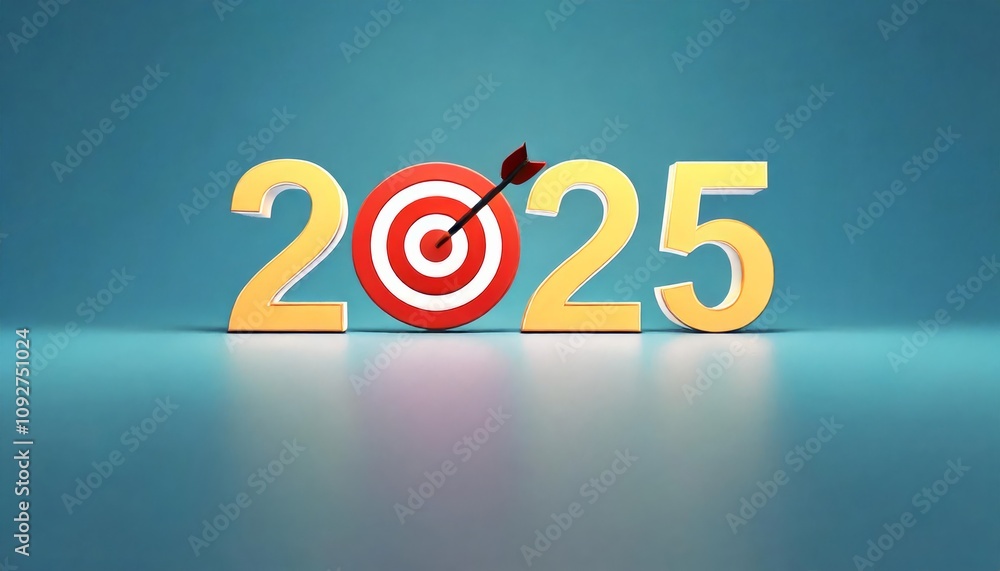 A colorful representation of the year 2025, featuring a target symbol, emphasizing goals and aspirations for the future. A colorful representation of the year 2025, featuring a target symbol, emphasizing goals and aspirations for the future.